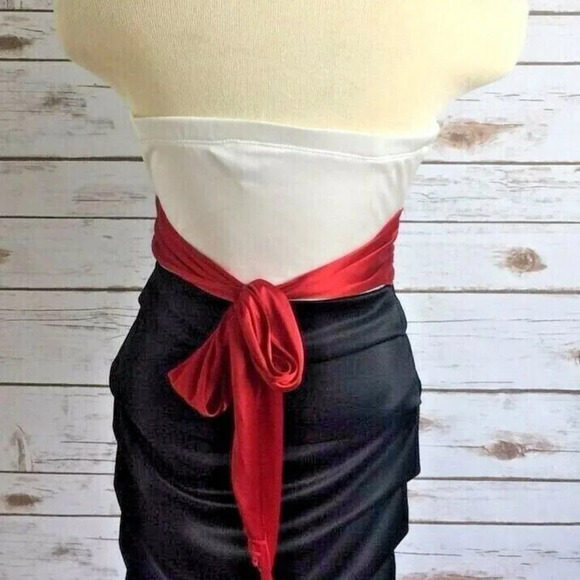 SPEECHLESS Women Formal Strapless Above Knee Length Black/White/Red Dress Sz S - Picture 6 of 11